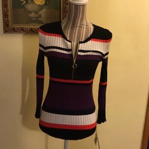 INC  M 3/4 length sleeve sweater with front zipper